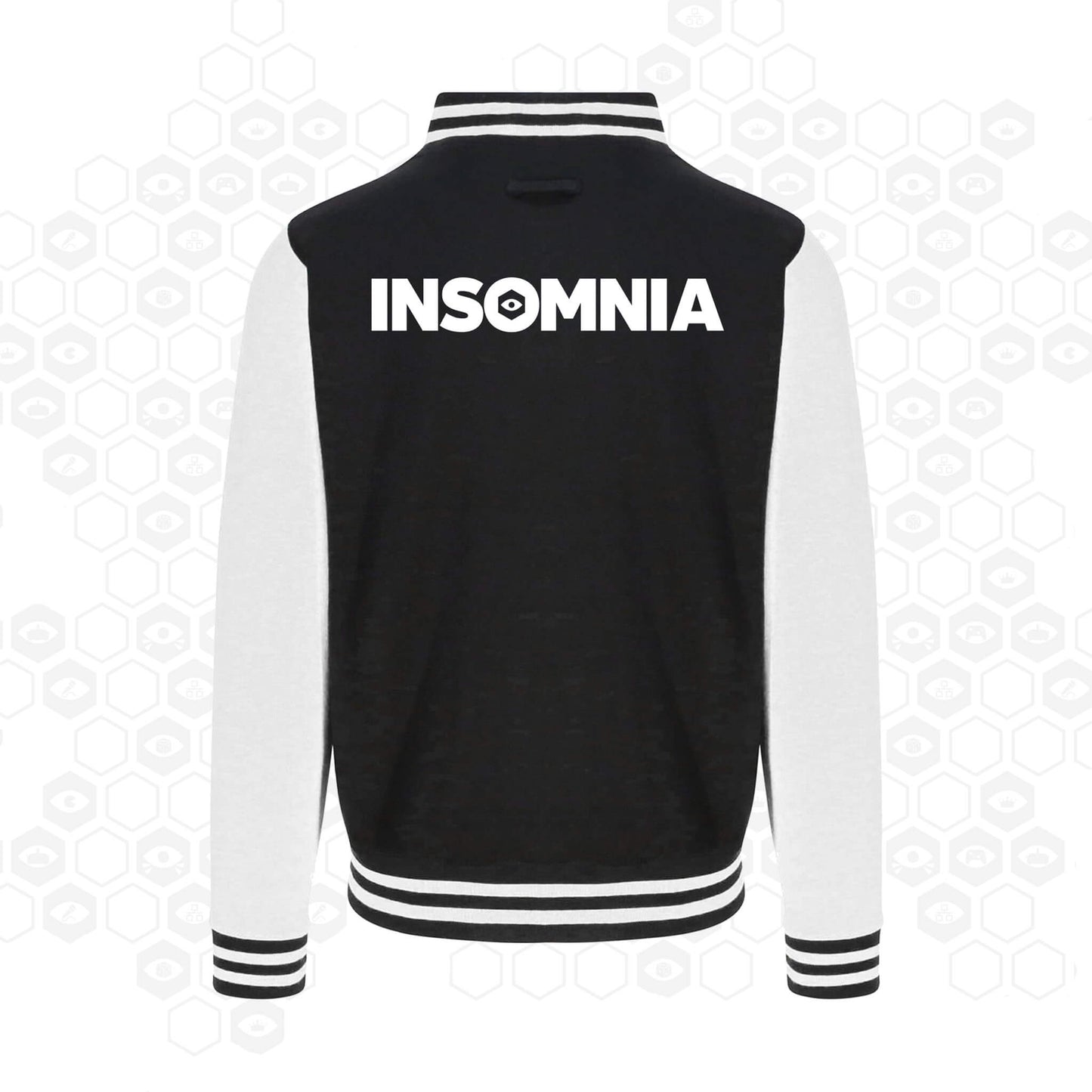 i71 Game Active Varsity Jacket | Black/White | Back | Insomnia Gaming Festival
