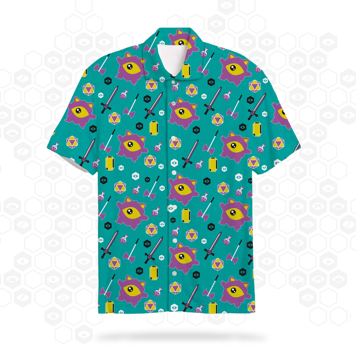 i71 Kawaii Eye Hawaiian Shirt | Teal | Insomnia Gaming Festival