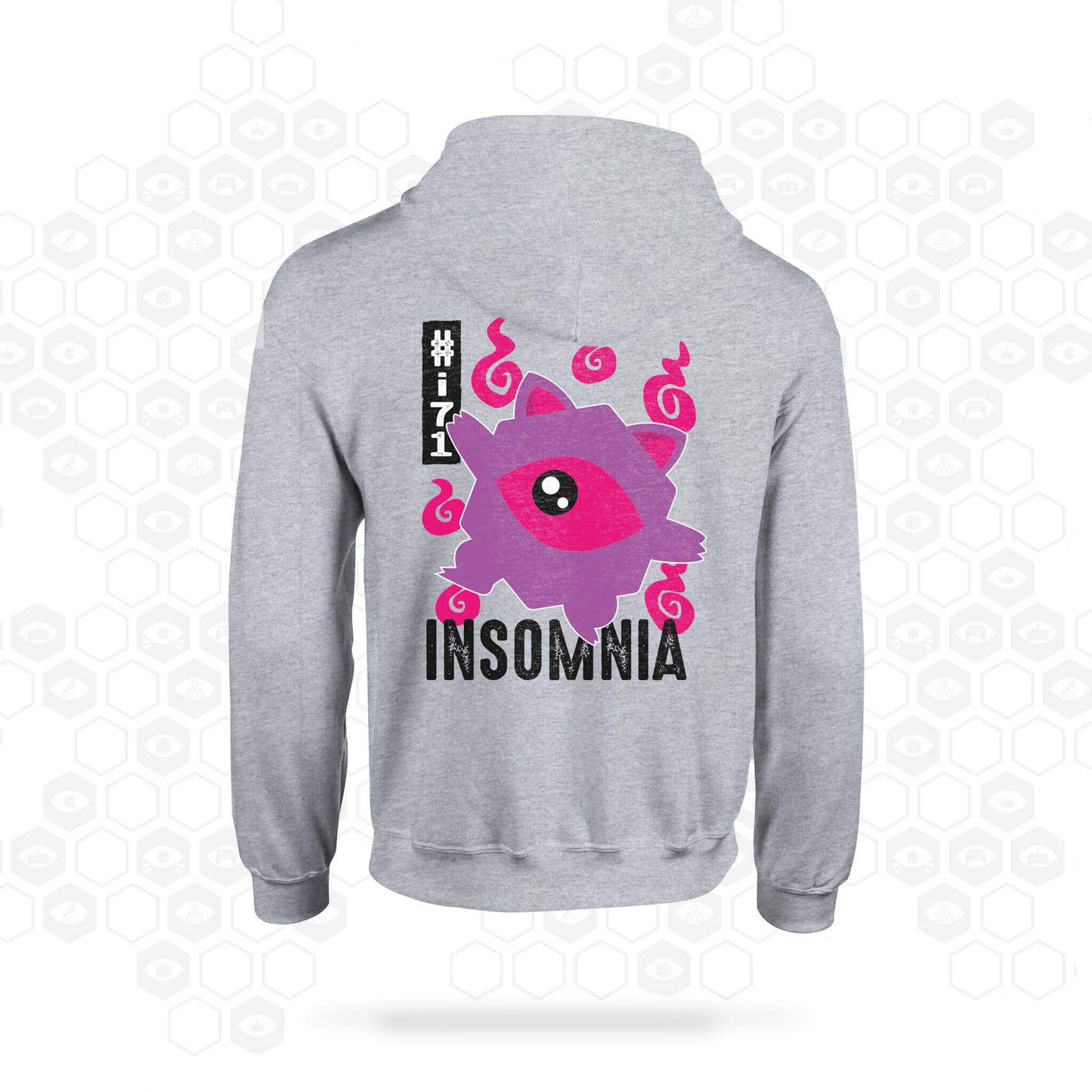 i71 Kawaii Eye Zipped Hoodie | Grey | Back | Insomnia Gaming Festival