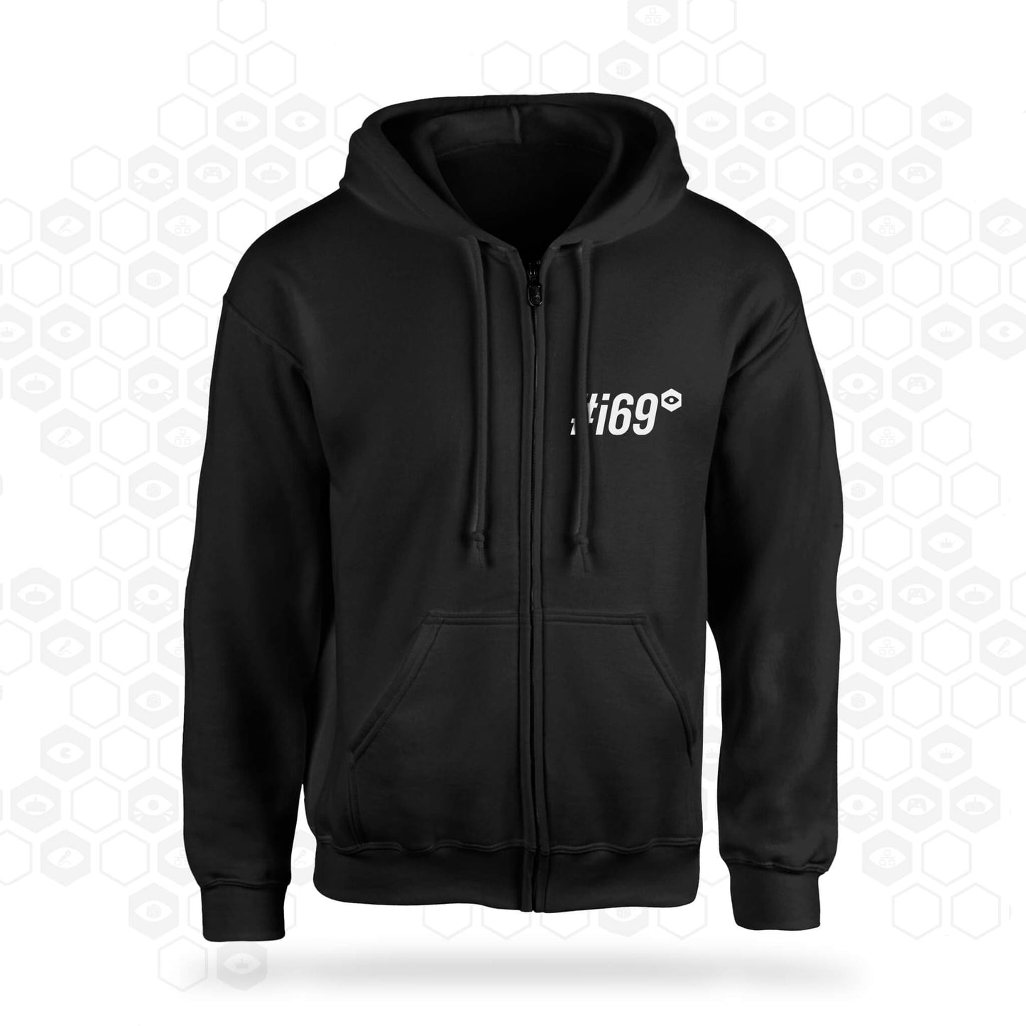i69 90's Zip Hoodie Black Front View | Insomnia Gaming Festival