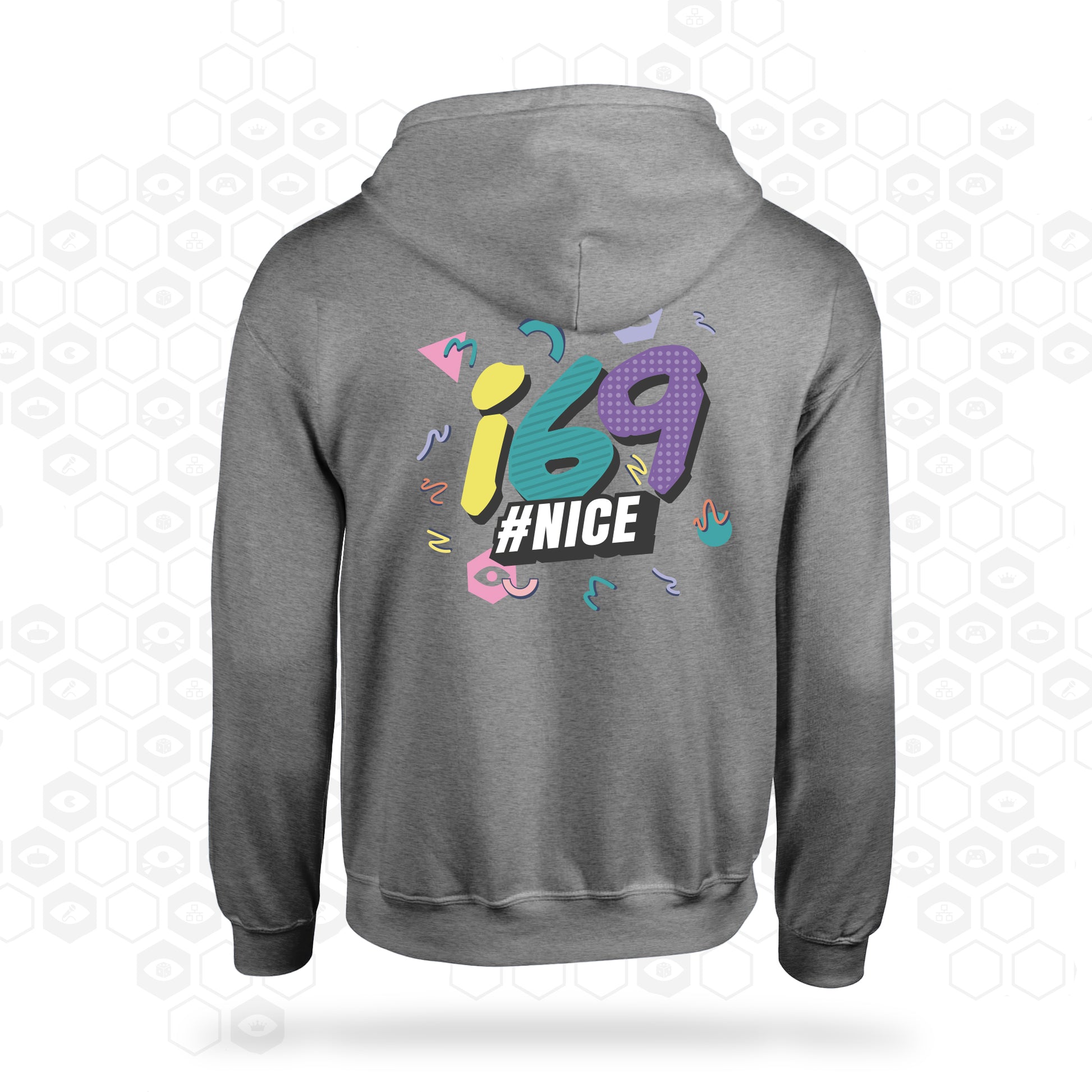 i69 90's Zip Hoodie Grey Back View | Insomnia Gaming Festival