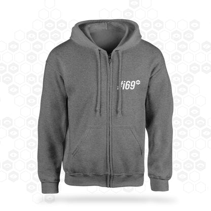 i69 90's Zip Hoodie Grey Front View | Insomnia Gaming Festival