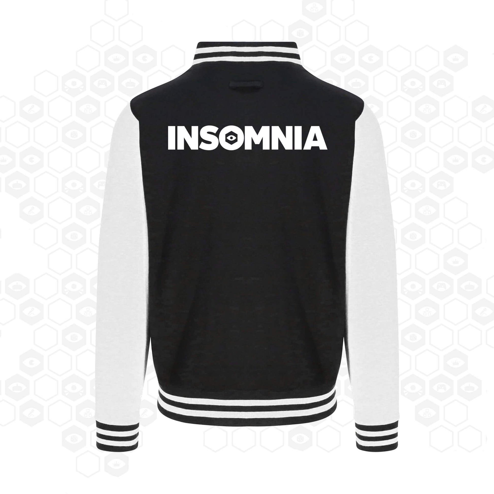 i71 Game Active Varsity Jacket | Black/White | Back | Insomnia Gaming Festival