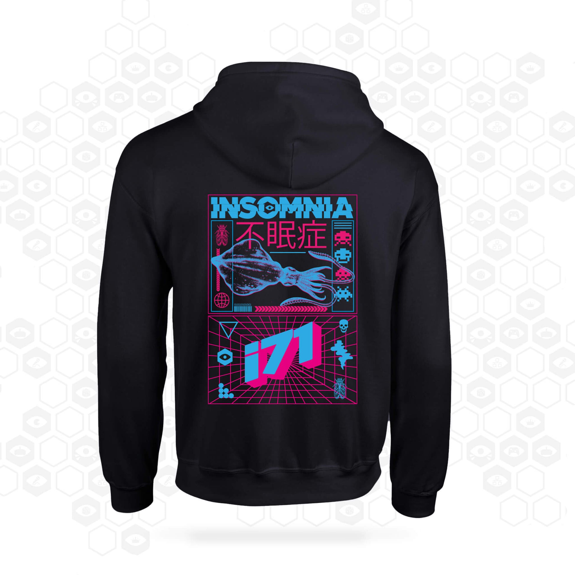 i71 Electric Squid Zipped Hoodie | Black | Back | Insomnia Gaming Festival