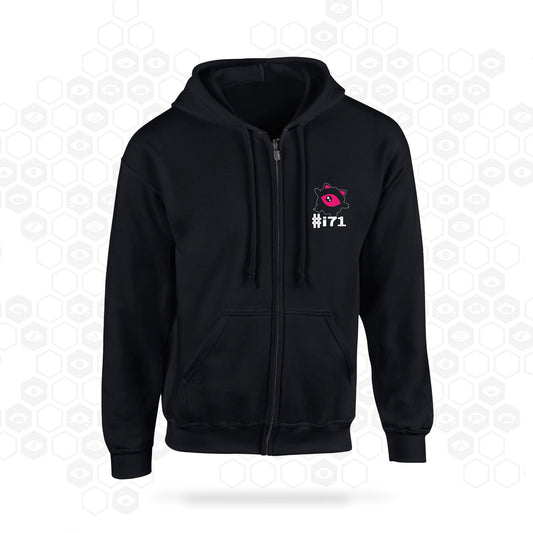 i71 Kawaii Eye Zipped Hoodie | Black | Front | Insomnia Gaming Festival