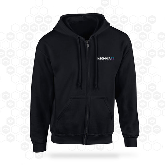 i72 Event Zip Hoodie | Black | Front View | Insomnia Gaming Festival