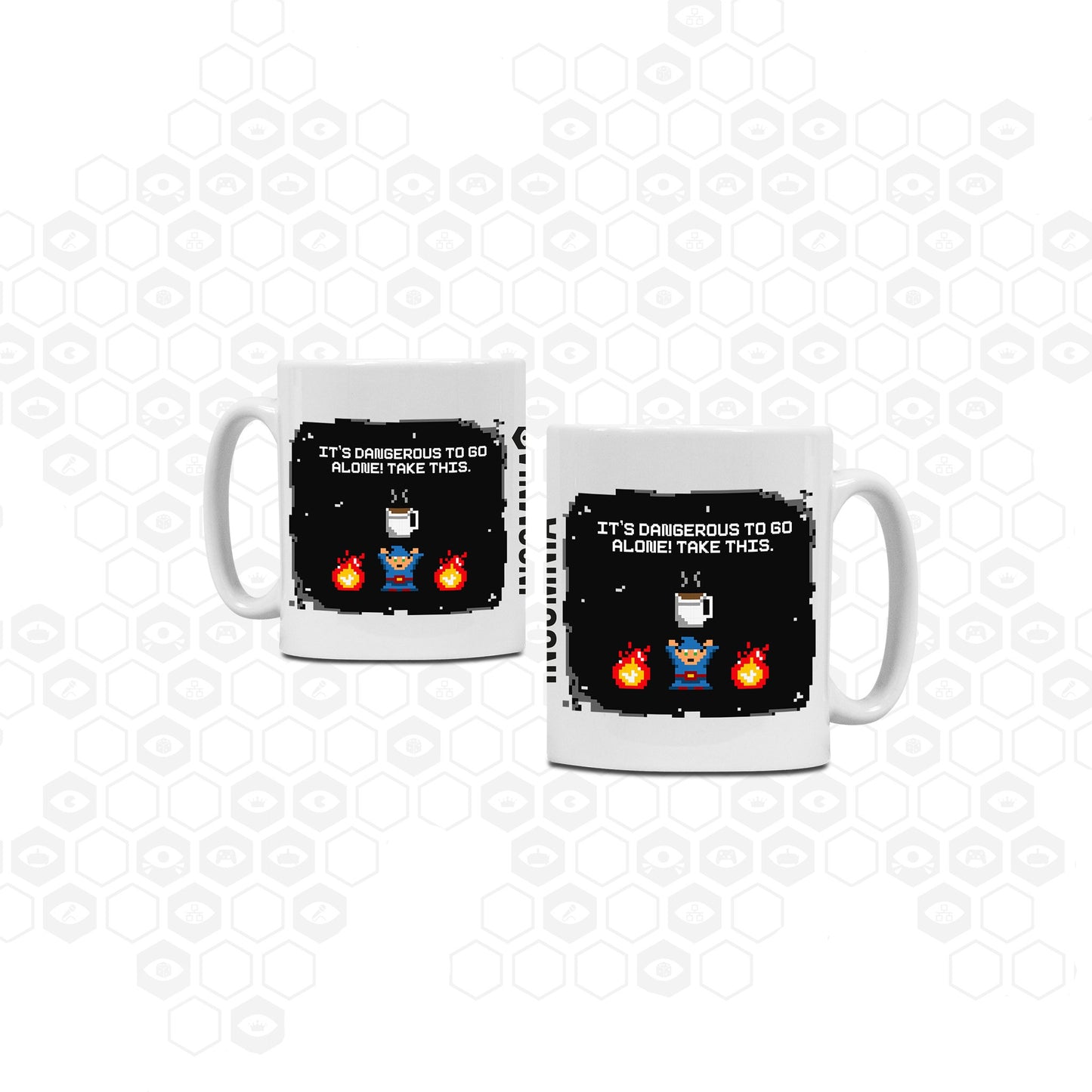 Insomnia white ceramic mug with Its dangerouse to go alone! Take this. design on both sides