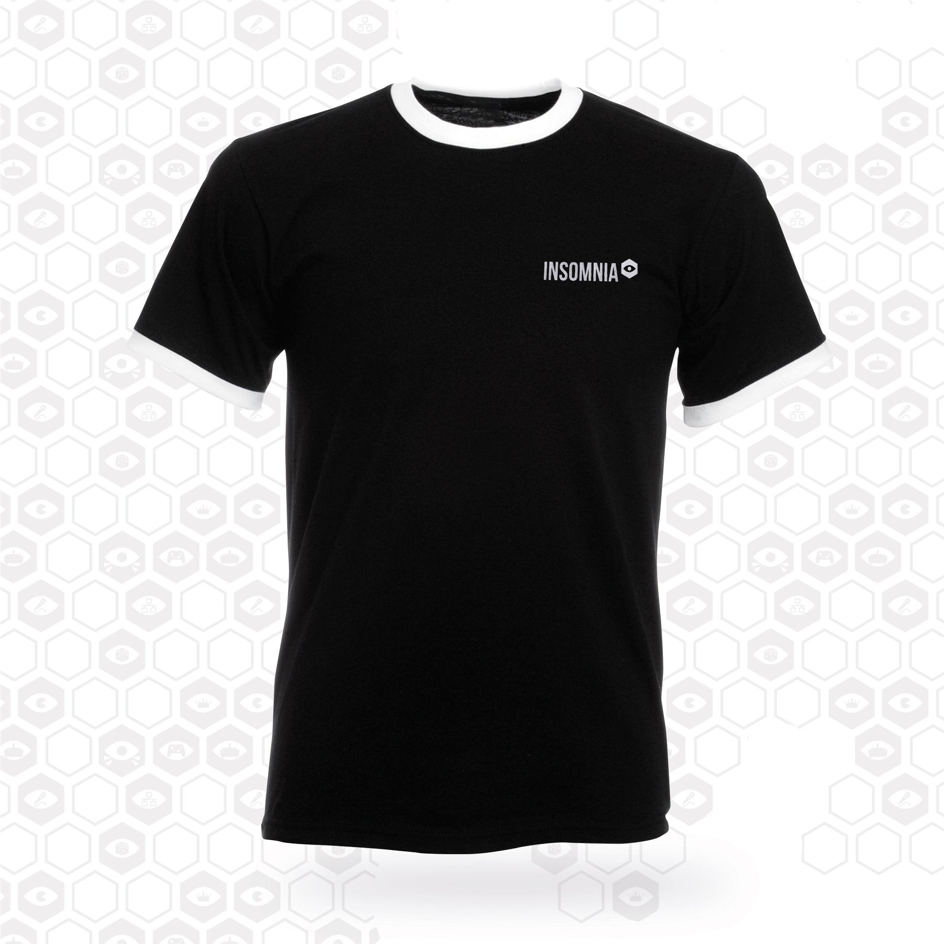 Classic insomnic logo ringer t-shirt - black with white trim